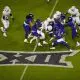 Nov 11, 2023; Fort Worth, Texas, USA; A view of the big 12 logo during the game between the TCU Horned Frogs and the Texas Longhorns at Amon G. Carter Stadium. Mandatory Credit: Jerome Miron-USA TODAY Sports