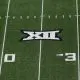 Oct 22, 2022; Lubbock, Texas, USA; A general view of the Big 12 Logo on the field before the game between the West Virginia Mountaineers and the Texas Tech Red Raiders at Jones AT&T Stadium and Cody Campbell Field. Mandatory Credit: Michael C. Johnson-USA TODAY Sports
