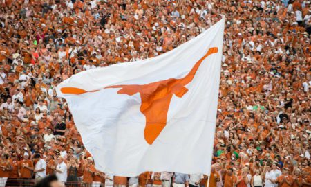 Texas Longhorns flag horns up, limes in