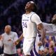 Kansas State junior transfer wing Arthur Kaluma (24) yells out after graduate transfer guard Tylor Perry (2) scores over Oral Roberts in overtime of Tuesday's game inside Bramlage Coliseum.
