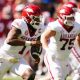 Oct 14, 2023; Tuscaloosa, Alabama, USA; Arkansas Razorbacks quarterback KJ Jefferson (1) rolls out during the fourth quarter against the Alabama Crimson Tide at Bryant-Denny Stadium. Mandatory Credit: John David Mercer-USA TODAY Sports