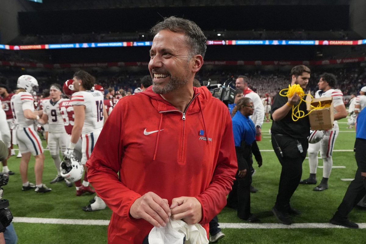 Dec 28, 2023; San Antonio, TX, USA; Arizona Wildcats head coach Jedd Fisch reacts at the end of the Alamo Bowl against the Oklahoma Sooners at Alamodome. Mandatory Credit: Kirby Lee-USA TODAY Sports