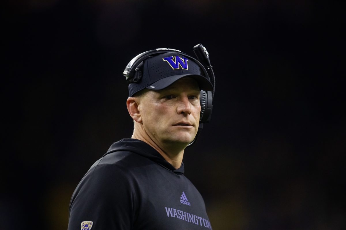 Jan 8, 2024; Houston, TX, USA; Washington Huskies head coach Kalen DeBoer against the Michigan Wolverines during the 2024 College Football Playoff national championship game at NRG Stadium. Mandatory Credit: Mark J. Rebilas-USA TODAY Sports