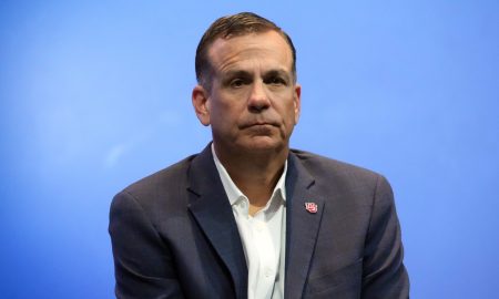Jul 21, 2023; Las Vegas, NV, USA; Utah Utes athletic director Mark Harlan during Pac-12 Media Day at Resorts World Las Vegas. Mandatory Credit: Kirby Lee-USA TODAY Sports