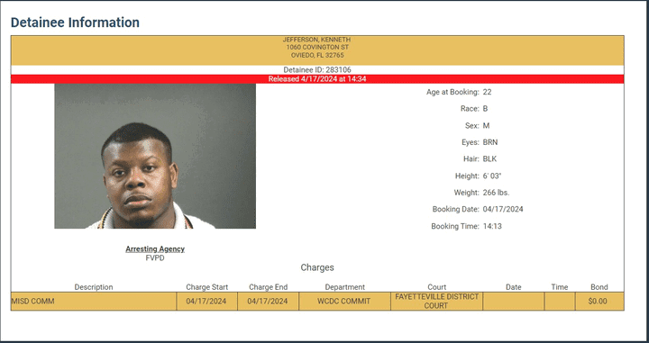 KJ Jefferson Mugshot