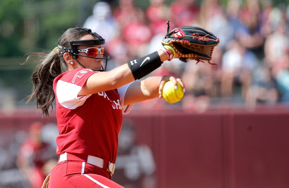 Oklahoma's Kierston Deal (11) throw a pitch in the sixth inning during a college softball game between the University of Oklahoma Sooners and the Missouri Tigers at Norman Regional of NCAA softball tournament at Marita Hynes Field in Norman, Okla., Saturday, May, 20, 2023.