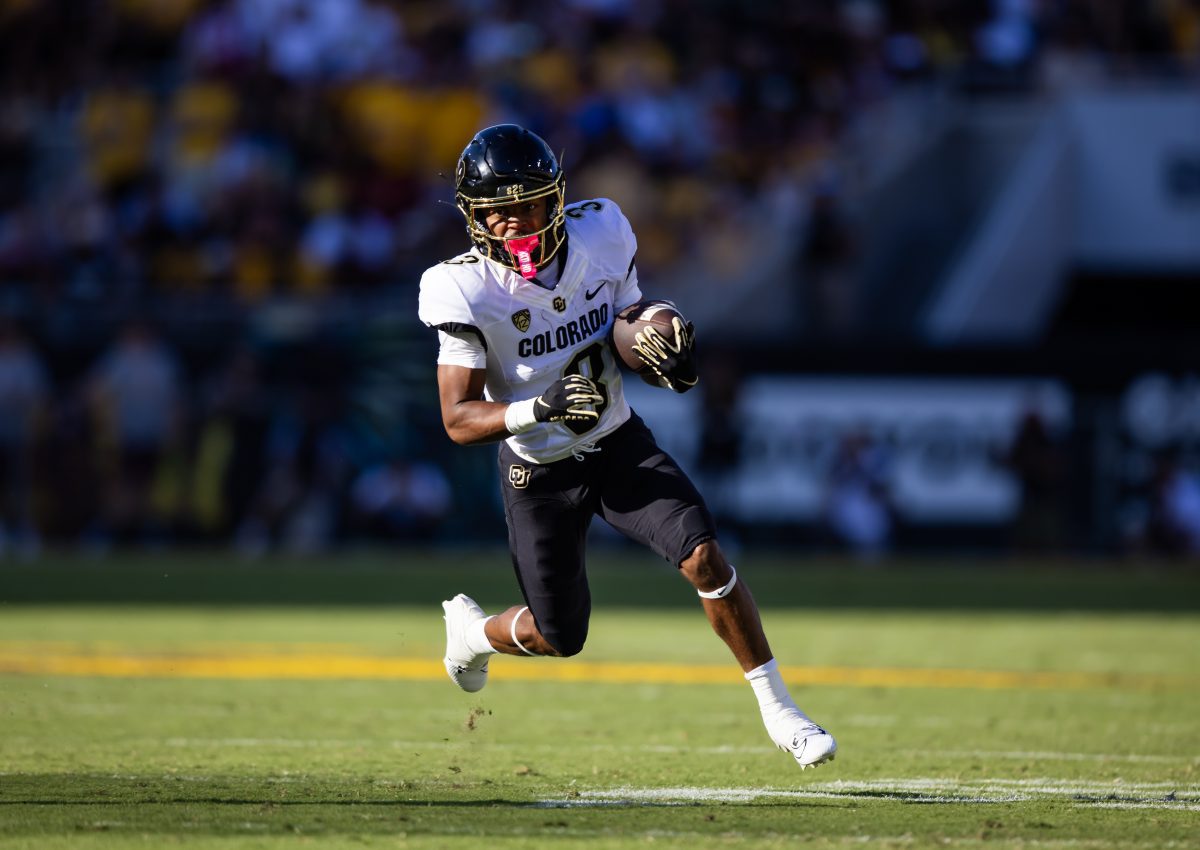 Oct 7, 2023; Tempe, Arizona, USA; Colorado Buffaloes running back Dylan Edwards (3) against the Arizona State Sun Devils in the first half at Mountain America Stadium. Mandatory Credit: Mark J. Rebilas-USA TODAY Sports