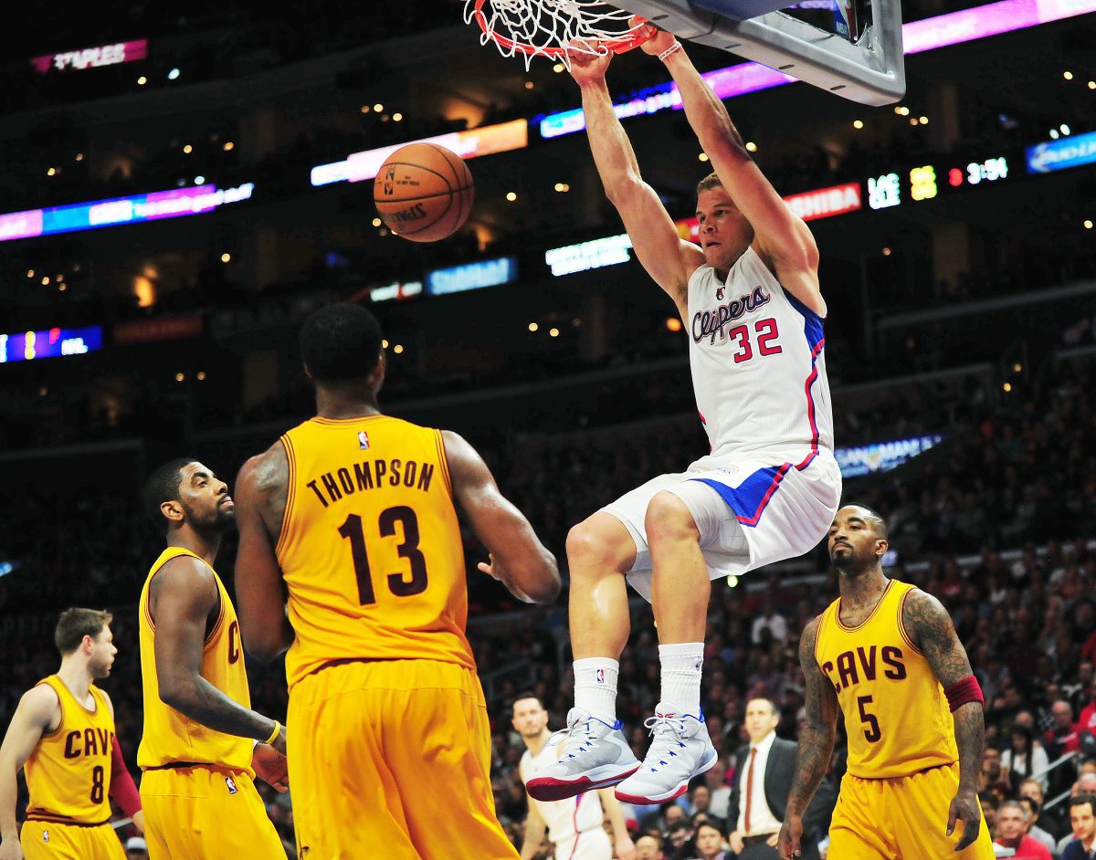 January 16, 2015; Los Angeles, CA, USA; Los Angeles Clippers forward Blake Griffin (32) dunks to score a basket against the Cleveland Cavaliers during the second half at Staples Center. Mandatory Credit: Gary A. Vasquez-USA TODAY Sports