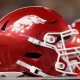 Nov 18, 2023; Fayetteville, Arkansas, USA; Arkansas Razorbacks helmet during the game against the FIU Panthers at Donald W. Reynolds Razorback Stadium. Arkansas won 44-20. Mandatory Credit: Nelson Chenault-USA TODAY Sports