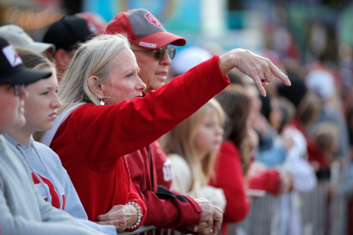 Pala Yanik of Yukon gives the Horns Down before the Red River Rivalry college football game between the University of Oklahoma Sooners (OU) and the University of Texas (UT) Longhorns at the Cotton Bowl in Dallas, Saturday, Oct. 7, 2023.