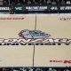 Mar 23, 2024; Spokane, Washington, USA; The Gonzaga Bulldogs logo at center court at McCarthey Athletic Center. Mandatory Credit: Kirby Lee-USA TODAY Sports
