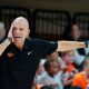 Oklahoma State coach Steve Lutz gestures during a college basketball game between the Oklahoma State Cowboys (OSU) and the Green Bay Phoenix at Gallagher-Iba Arena in Stillwater, Okla., Monday, Nov. 4, 2024.