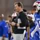 Nov 2, 2024; Dallas, Texas, USA; Southern Methodist Mustangs head coach Rhett Lashlee during the game between the Southern Methodist Mustangs and the Pittsburgh Panthers at Gerald J. Ford Stadium. Mandatory Credit: Jerome Miron-Imagn Images