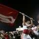 Oklahoma Sooners quarterback Baker Mayfield (6) waves the school flag following their 31-16 win over the Ohio State Buckeyes during NCAA football game at Ohio Stadium in Columbus on Sept. 9, 2017. [Adam Cairns/Dispatch]