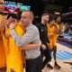 Arizona State University basketball coach Bobby Hurley congratulates his players after defeating Saint Mary's College in the championship game of the 2024 Acrisure Men's Classic in Palm Desert, Calif., Nov. 29, 2024.