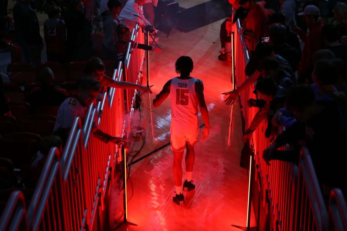 Dec 31, 2024; Lubbock, Texas, USA; Texas Tech Red Raiders forward JT Toppin (15) is introduced before the game against the Central Florida Knights at United Supermarkets Arena. Mandatory Credit: Michael C. Johnson-Imagn Images