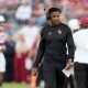 Oklahoma running backs coach DeMarco Murray walks on the sideline during a college football game between the University of Oklahoma Sooners (OU) and the Houston Cougars at Gaylord Family – Oklahoma Memorial Stadium in Norman, Okla., Saturday, Sept. 7, 2024.