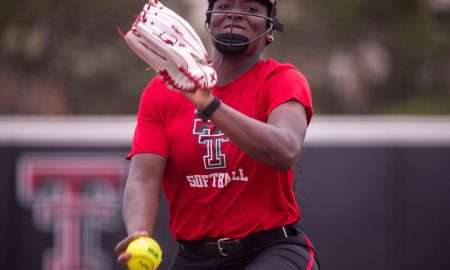 Texas Tech's NiJaree Canady pitches against Odessa College during a fall softball exhibition Sunday, October 20, 2024, at Rocky Johnson Field.