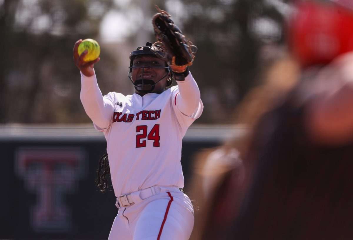Texas Tech's NiJaree Canady pitches against Oklahoma State during a Big 12 Conference softball game, Sunday, March 9, 2025, at Rocky Johnson Field.