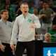 Mar 15, 2025; Fort Worth, TX, USA; North Texas Mean Green head coach Ross Hodge reacts against the UAB Blazers during the first half at Dickies Arena. Mandatory Credit: Chris Jones-Imagn Images