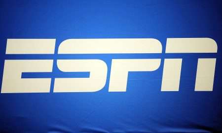 Jan. 4, 2011; New Orleans, LA, USA; ESPN logo prior to the 2011 Sugar Bowl between the Arkansas Razorbacks and the Ohio State Buckeyes at the Louisiana Superdome. Mandatory Credit: Andrew Weber-USA TODAY Sports
