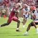 Oct 14, 2023; Tallahassee, Florida, USA; Florida State Seminoles wide receiver Hykeem Williams (8) scores a touchdown during the second half against the Syracuse Orange at Doak S. Campbell Stadium. Mandatory Credit: Melina Myers-USA TODAY Sports