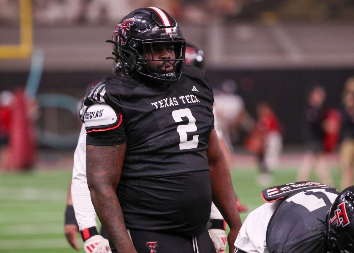 Texas Tech's Lee Hunter goes through a drill during spring practice, Tuesday, April 1, 2025, at the Womble Football Center.