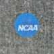 Nov 17, 2023; Charlottesville, VA, USA; The NCAA logo at the NCAA cross country championships course at Panorama Farms. Mandatory Credit: Kirby Lee-USA TODAY Sports