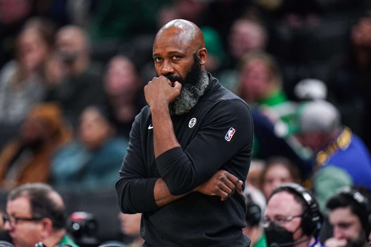 Feb 14, 2024; Boston, Massachusetts, USA; Brooklyn Nets head coach Jacque Vaughn watches from the sideline at they take on the Boston Celtics at TD Garden. Mandatory Credit: David Butler II-USA TODAY Sports