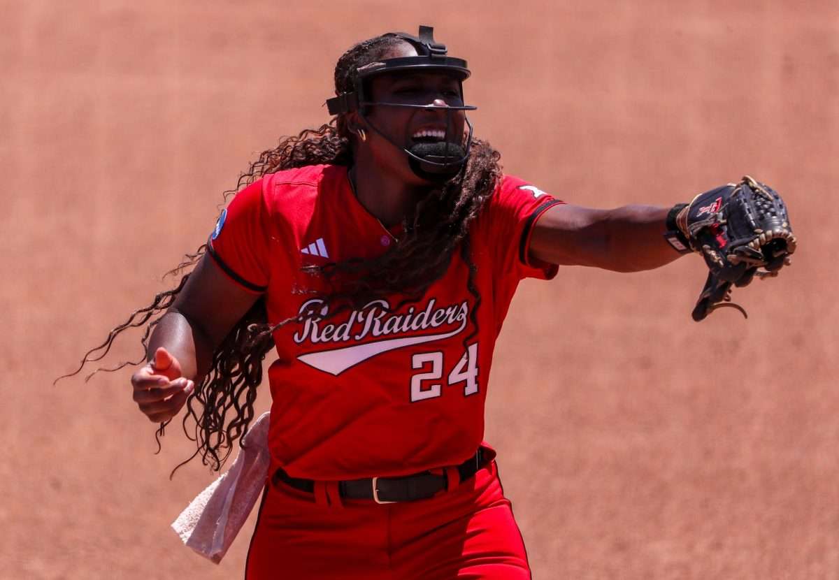 Texas Tech's NiJaree Canady reacts to a strikeout against Mississippi State in the Lubbock Regional championship game of the 2025 NCAA softball tournament, Sunday, May 18, 2025, at Rocky Johnson Field.