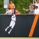 Arizona's Dakota Kennedy (4) can not catch the home run ball of Oklahoma State's Tallen Edwards in the first inning of Game 2 of the NCAA softball tournament Stillwater Super Regional between the Oklahoma State Cowgirls and the Arizona Wildcats in Stillwater, Okla., Saturday, May, 25, 2024.