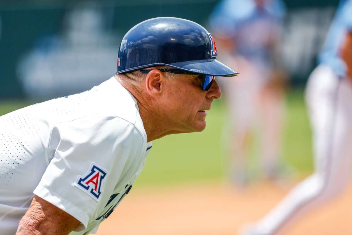 Jun 7, 2025; Chapel Hill, NC, USA; Arizona Head Coach Chip Hale looks on during the third inning of the Super Regionals game against North Carolina in Chapel Hill, North Carolina. Mandatory Credit: Jaylynn Nash-Imagn Images