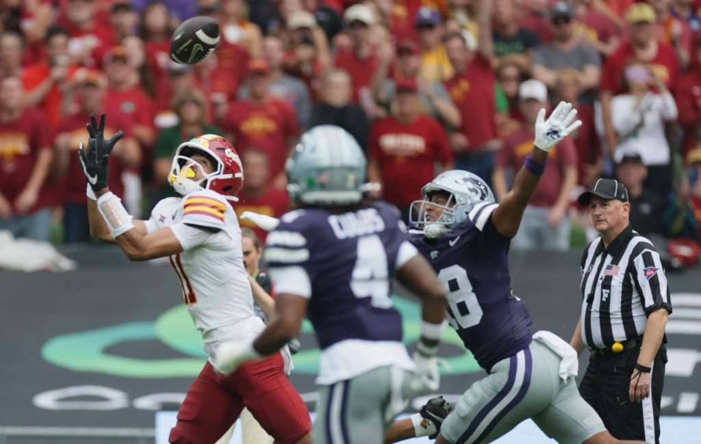 With Kansas State down 17-14 on their own 30-yard line, K-State ran Avery Johnson off tackle and was stopped. Four plays later, Iowa State punched it in with a Rocco Becht seven-yard score to make it 24-14. Kansas State did respond with a quick-strike touchdown from Avery Johnson to Jerand Bradley for a 65-yard touchdown.