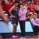 Kansas State interim head coach Matthew Driscoll talks to PJ Haggerty during a Big 12 Conference men's basketball game, Saturday, Feb. 21, 2026, in United Supermarkets Arena.