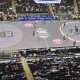 The 3-point line of the ASB GlassFloor LED court lights up during the Arizona State-Baylor game of the 2026 Big 12 men's basketball tournament, Tuesday, March 10, 2026, in T-Mobile Center at Kansas City. The Big 12 introduced the LED court to the conference tournaments this year.
