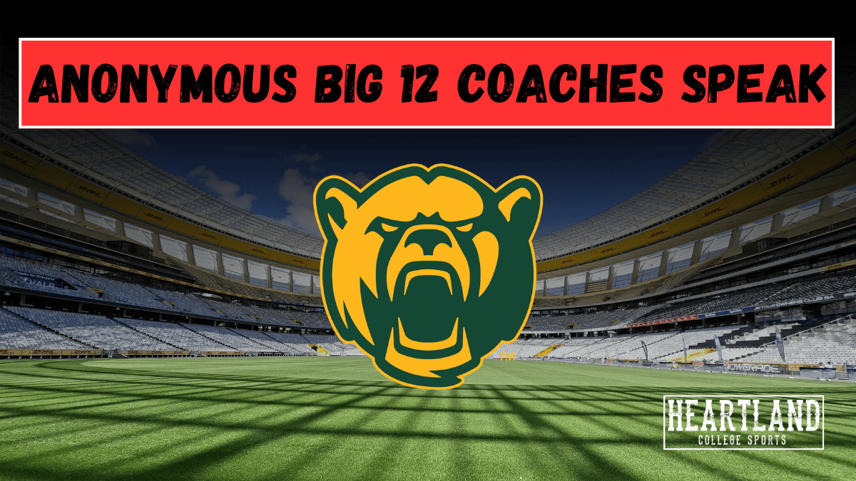Baylor Bears logo over a football stadium for Heartland College Sports' Anonymous Coaches Survey on head coach Dave Aranda.