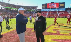 West Virginia Head Coach Rich Rodriguez and Iowa State head coach Jimmy Rogers in Ames, Iowa in 2026